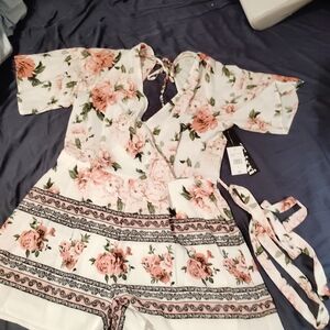 Trixxi Floral Dress with Pink and White